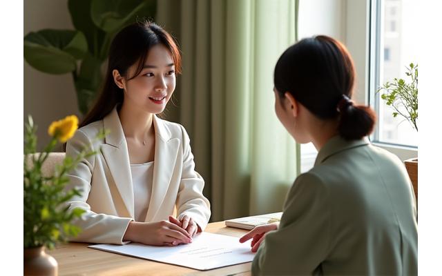 개인별 맞춤형 웰니스 플랜을 상담하는 전문가와 고객